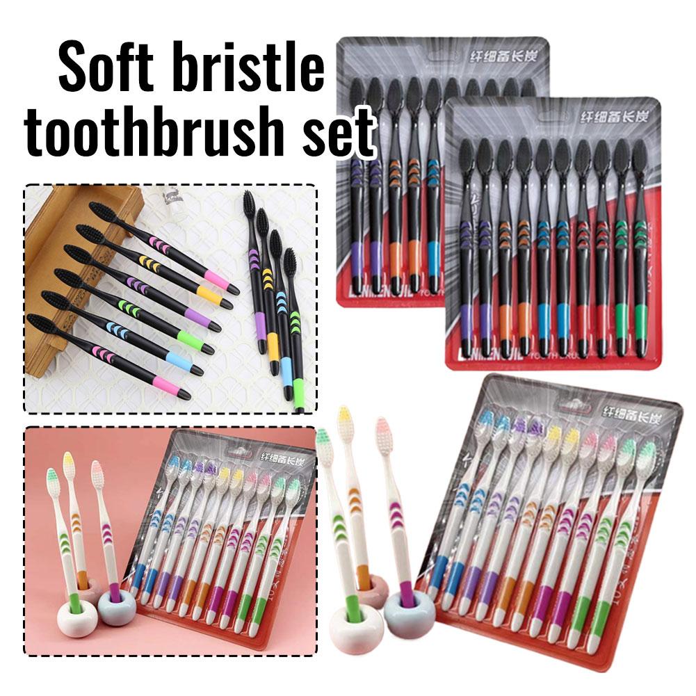 Bamboo Toothbrush Set - 10 Pcs Disposable Household Toothbrush Bamboo