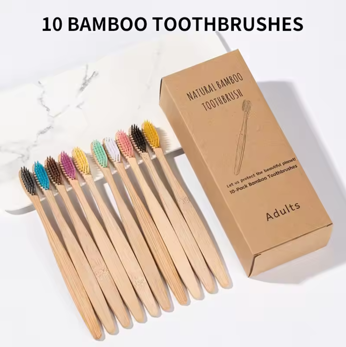 Bamboo Toothbrush Set - Single Cowhide Wrapped Bamboo Toothbrush Set