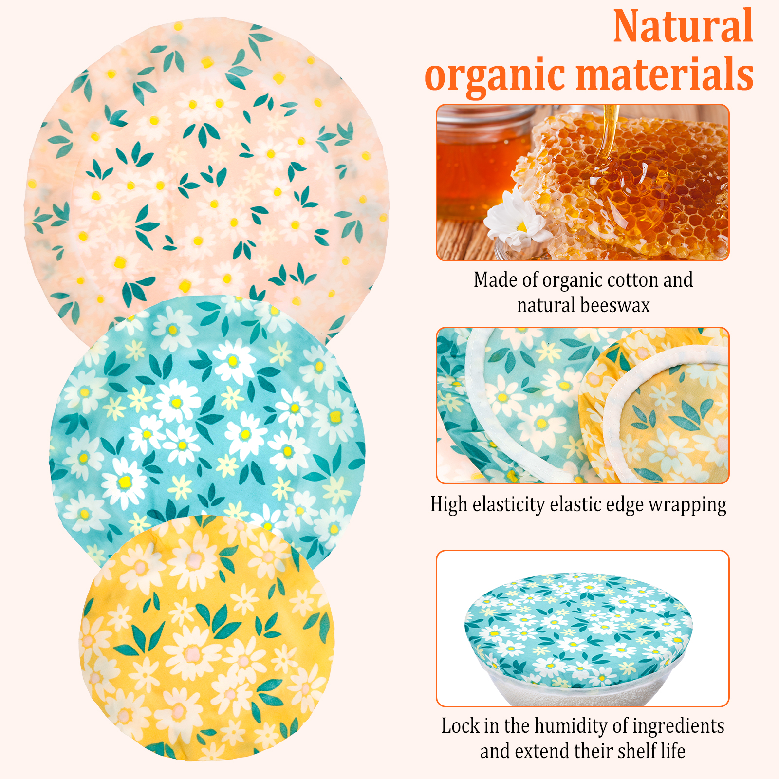 3Pcs Beeswax Bowl Cover Reusab – обзор и цена Beeswax Food Cover