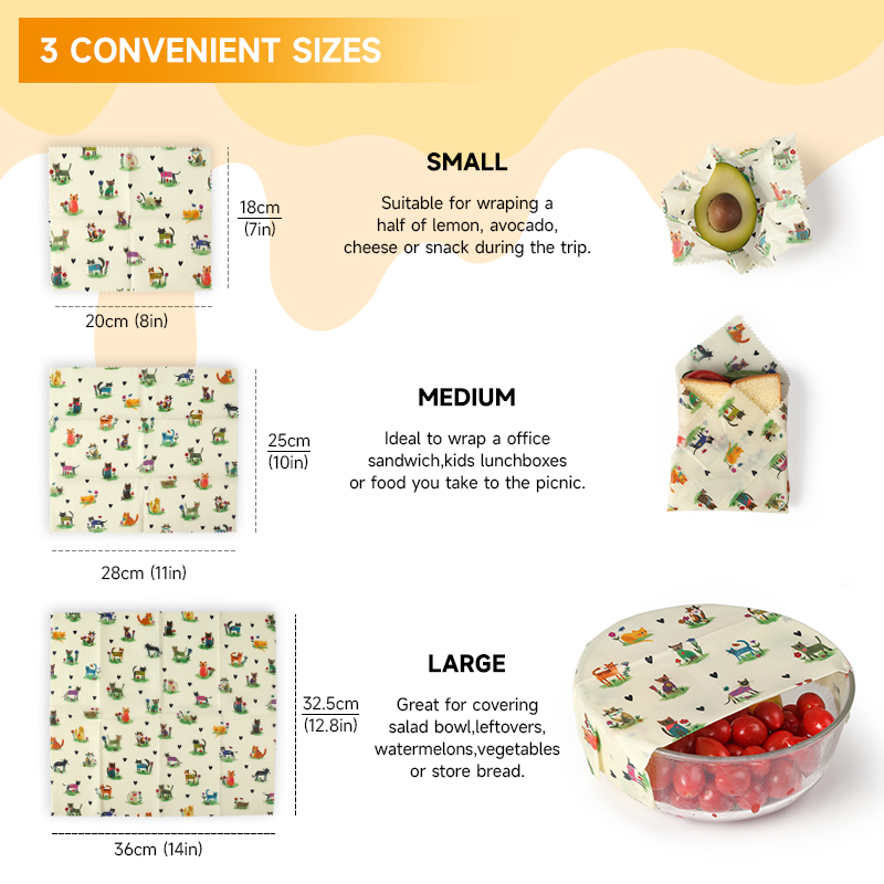 6 Packs (2S. 2M, 2L) reusable  – обзор и цена Beeswax Food Cover