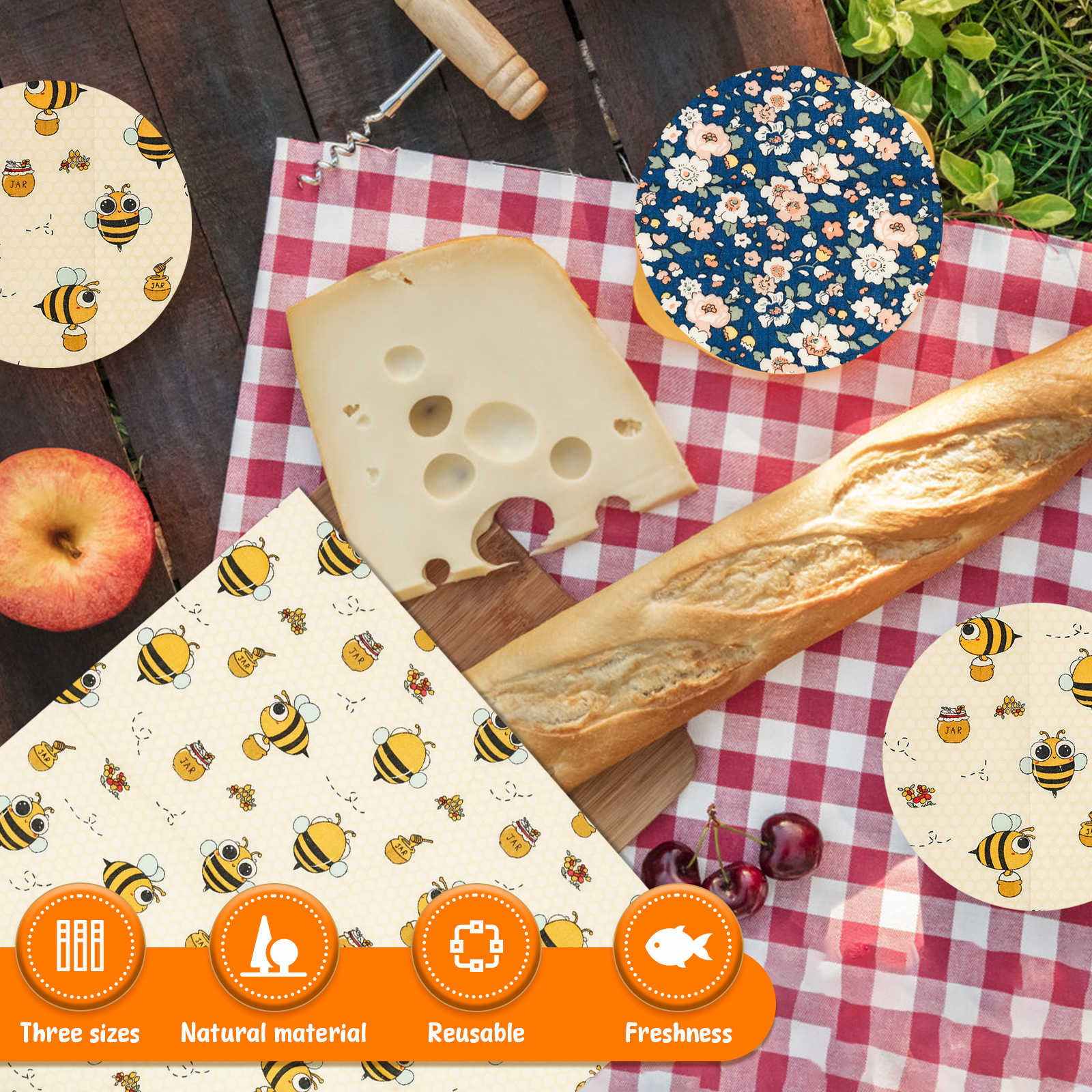 9Pcs Beeswax Food Wraps 3 Size – обзор и цена Beeswax Food Cover