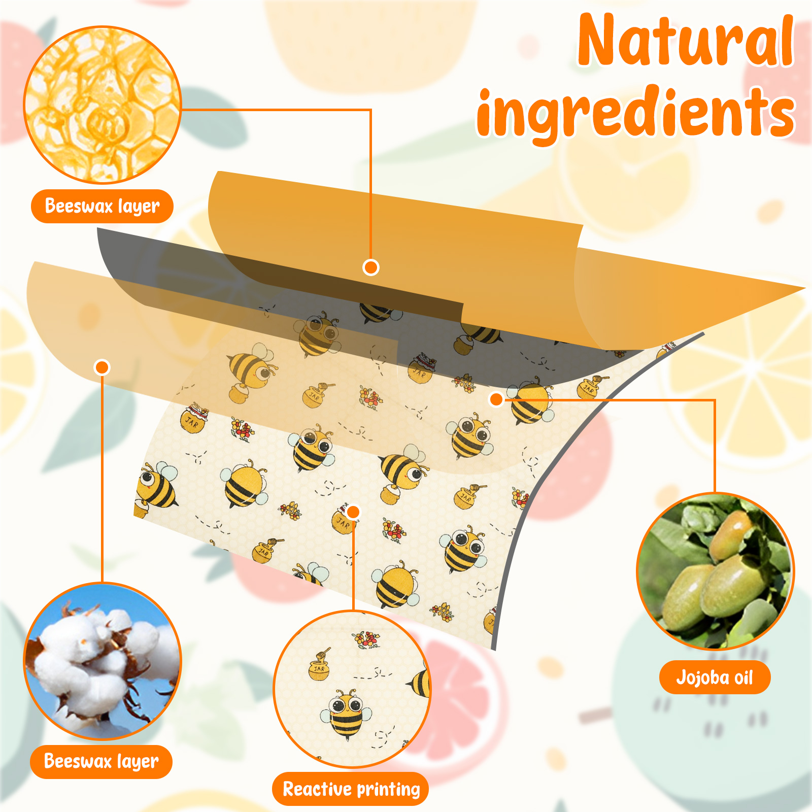 9Pcs Beeswax Food Wraps 3 Size – обзор и цена Beeswax Food Cover