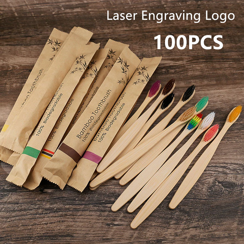 50 / 100 Pcs  Customized Laser – обзор и цена Bamboo Toothbrush Set