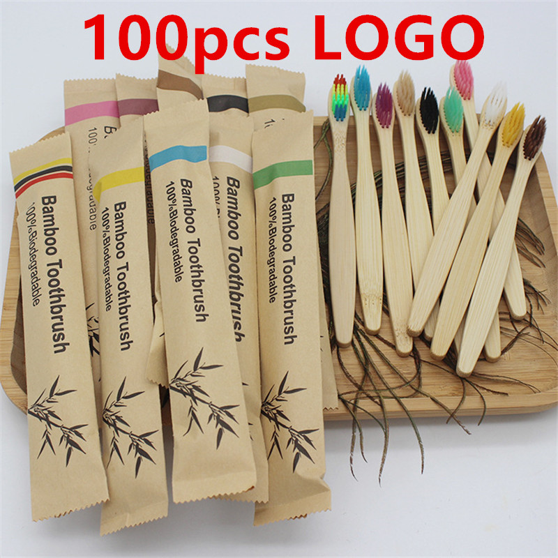 50/100Pcs Customisable Logo So – обзор и цена Bamboo Toothbrush Set
