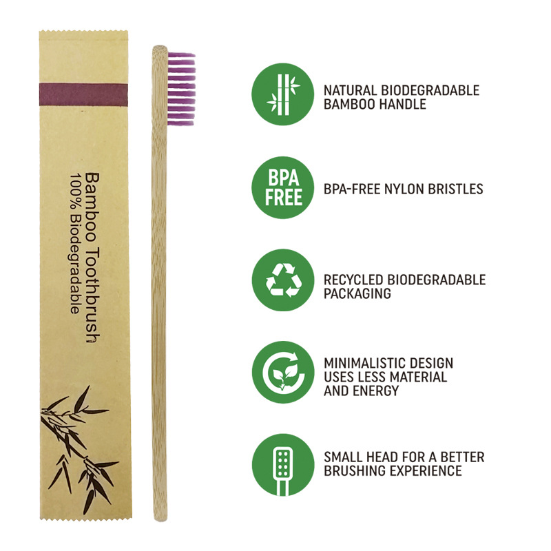 50/100Pcs Customisable Logo So – обзор и цена Bamboo Toothbrush Set