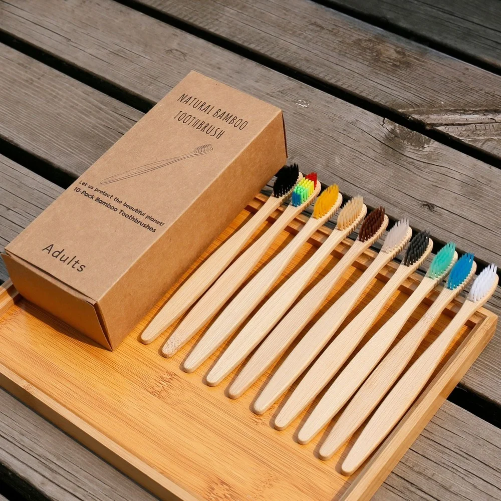 10PCS Colorful Natural Bamboo  – обзор и цена Bamboo Toothbrush Set