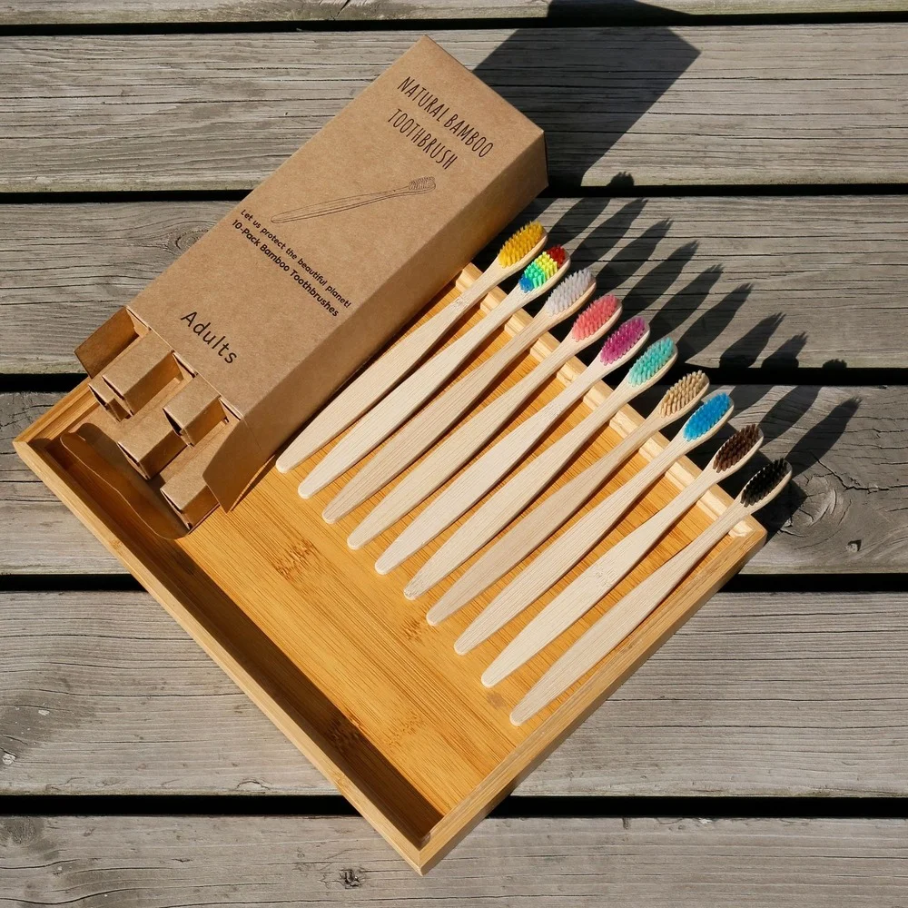 10PCS Colorful Natural Bamboo  – обзор и цена Bamboo Toothbrush Set