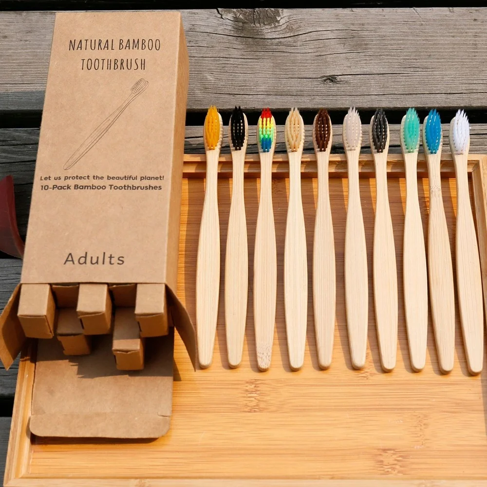 10PCS Colorful Natural Bamboo  – обзор и цена Bamboo Toothbrush Set