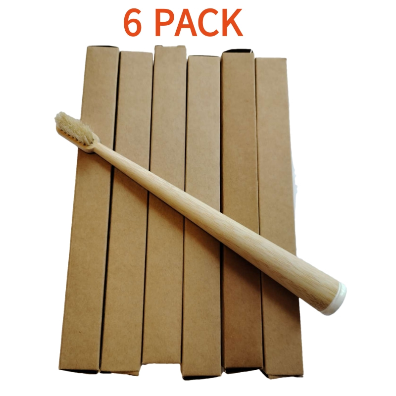6 Pack Boar Bristle & Bamboo T – обзор и цена Bamboo Toothbrush Set